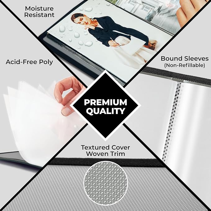 Dunwell 5x7 Photo Album & Art Portfolio Binder, 24 Sleeves, 2-Pack | Displays 48 Pages, 24 Clear Sleeves, Black Mounting Paper, Organizer for 5x7 Photos - Image 7