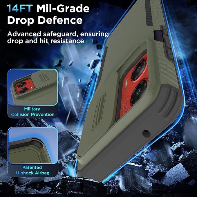 for Motorola G Stylus 5G 2024 Case with 1 HD Screen Protector & Slide Camera Cover[Military-Grade]Phone Case Heavy Duty Rugged Shockproof Protective Cover for Moto G Stylus 5G 2024(Pine Green) - Image 3