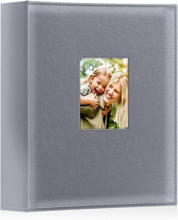 Ywlake Photo Album 4x6 400 Pockets, Leather Photo Albums Holds 400 Vertical Pictures Only Grey by Ywlake