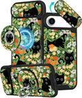 Buleens for iPhone 17 Air Case 6.5 Inch - with Ring Stand & Camera Cover Aesthetic Cute Designed for Women Girls Pretty Girly Cat Flowers Phone Case for iPhone 17 Air Compatible with Magsafe by Buleens