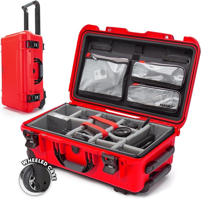 NANUK 935 Pro Photo Kit Camera Case, Waterproof Wheeled Hard Case, Carry-On | 22” x 14” x 9”, Protects Cameras & Lenses During Travel, Padded Dividers, Lockable, For DSLR & Mirrorless Cameras, Red by NANUK