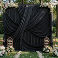 50x12 ft Black Backdrop Curtains for Weddings Parties, Birthdays and Photos by PartyVillage