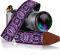 Art Tribute Camera Strap - Shoulder, Crossbody & Neck Camera Strap for Photographers, Fits All Cameras, Canon Nikon Sony Fujifilm, Padded Strap W/Quick Release, Embroidered Cotton & Leather Ends by ArtTribute