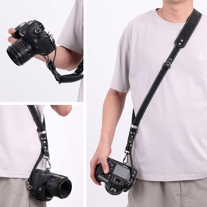 Padwa Lifestyle Black Frosted Single Camera Harness Strap for One Camera - Professional Single Full Grain Leather Camera Harness,Quick Release Gear DSLR Camera Straps for Photographers - Image 4