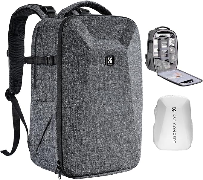 K&F CONCEPT Camera Backpack,Hardshell Photography DSLR Camera Bag | 15-15.6 Inch Laptop Compartment, Waterproof, Hard Shell Camera Case, Compatible with Canon/Nikon/Sony/DJI Mavic Drone, B07 by KFCONCEPT