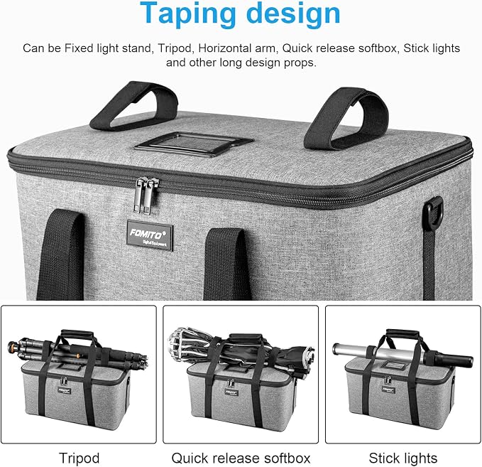 FOMITO AB-27 Foldable Camera Bag 16.73in x 11in x 8.66in Shockproof Case for DSLR, Gimbal, Drone Heavy-Duty Handle DIY liner - Image 3