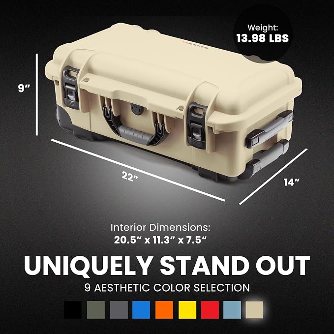 NANUK 935 Camera Hard Case with Cubed Foam, Waterproof Wheeled Carry-On | 22” x 14” x 9”, Protects Photography Equipment, Electronics, Drones & Tools, Customizable Cubed Foam, Lockable, Desert Tan - Image 5