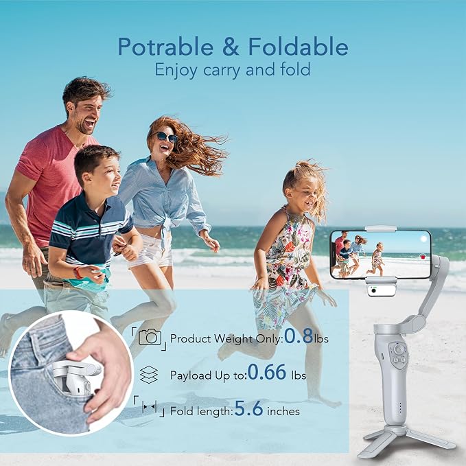 3-Axis Phone Gimbal with Magnetic AI Active Tracker,Gimbal Stabilizer for Smartphone with Fill Light,Phone Stabilizer for Video Recording,Gimbal for Android&iPhone,TikTok YouTube Vlogging Kit - Image 6