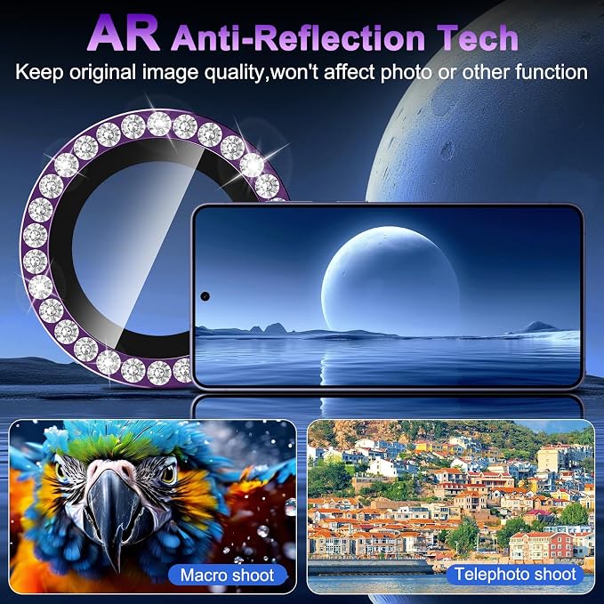 Meshine for Samsung Galaxy S26 Ultra Camera Lens Protector,Scratch Proof,Strong Adsorption,9H Hardness with Metal Ring Camera Cover,Ultra Thin Case Friendly, Accessories Lens Protector,Shiny Purple - Image 4