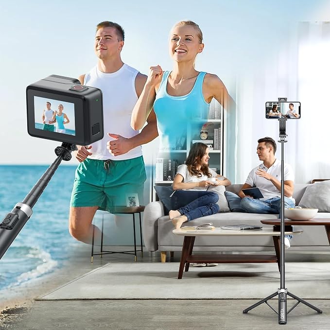 51" Selfie Stick Tripod, Extendable Cell Phone Stand with Remote, Aluminum Alloy Smartphone Travel Tripod Phone Stand for iPhone 15/14/13/12 Pro Max, Samsung, Huawei, GoPro - Image 8