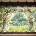 5X3ft Sage Green Floral Wall Backdrop Green Wedding Flower Arch Photography Background Spring Tea Party Backdrop Floral Girls Birthday Weeding Valentine's Day Mother's Day Event Banner Photo Props by JAWO
