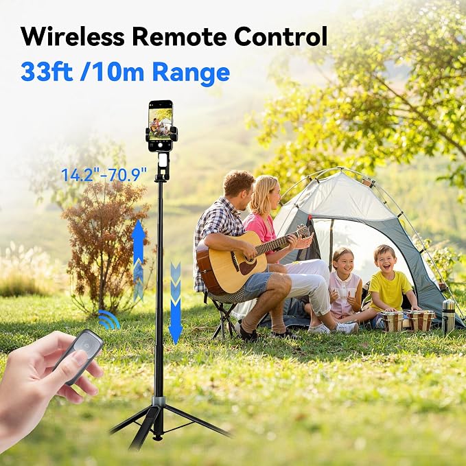 2026 Upgrade Auto Face Tracking Selfie Stick Tripod for iPhone with Light 360 °that Follows Your Movement 70.9" Phone Tripod Stand with Remote for Content Creator Vlog Live Stream Video Recording - Image 6