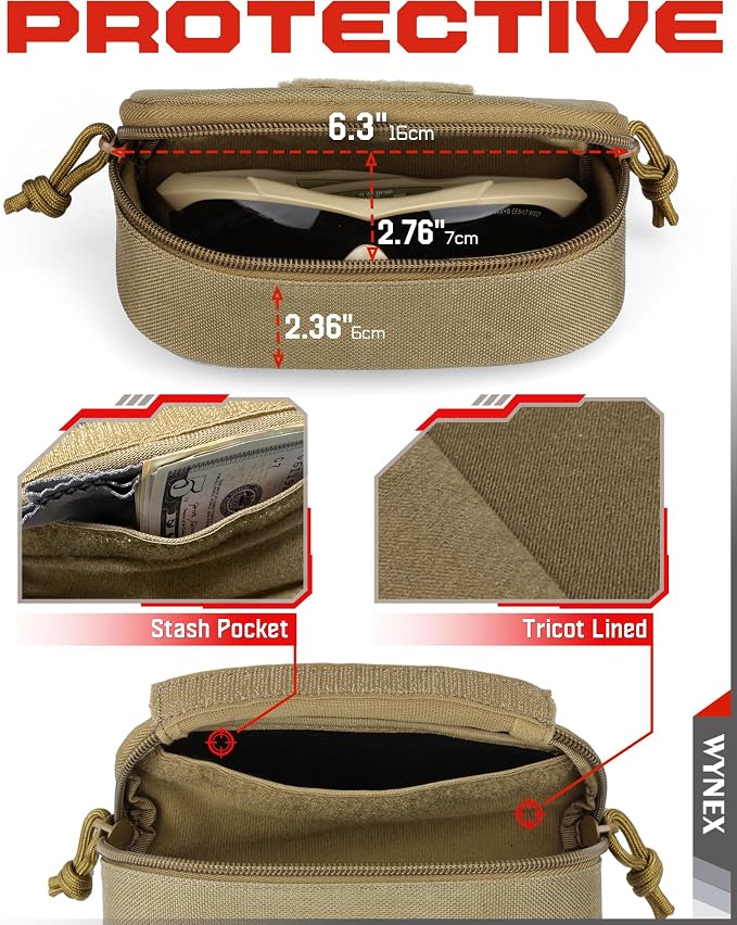 Wynex Tactical Molle Glasses Pouch, Shockproof Eyeglass Case for Glasses | Sunglasses Case Hard Shell, 360°Clip & Patch, Glasses Protector Fit Sunglasses Goggles, for Travel Sports Work - Image 3