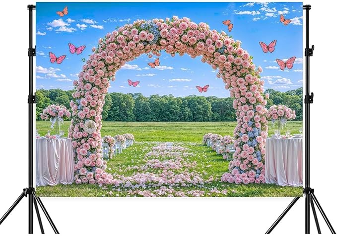 20X10ft Pink Lavender Wedding Backdrop Bridal Shower Rose Flower Photography Background Romantic Floral Garland for Girl Woman Wedding Bridal Party Backdrops Wall Photo Studio Shoot - Image 5