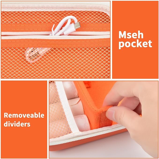 Kids Instant Print Camera Case, Travel Storage Bag for Girls Boys | for ESOXOFFORE for Dylanto for Anchioo for WEEFUN for GKTZ for Amzelas for Mafiti, Mesh Pocket, Wrist Strap, Orange - Image 3