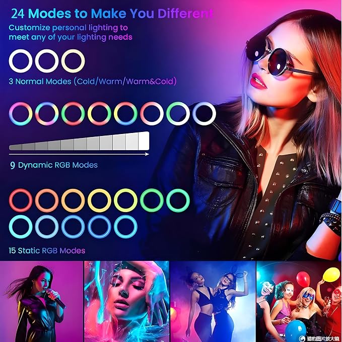 10" Selfie Ring Light with 4" Desktop Tripod Stand & 1 Phone Holder, LED Ringlight with Dimmable Modes(RGB) for Makeup/Photography/Videos/Vlog/TikTok (STDLR10-V2) - Image 6