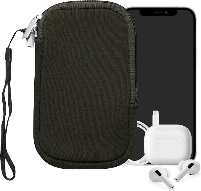 kwmobile Universal Phone Pouch Size XXL - 7" - Neoprene Smartphone Pouch with Zip - Water-Repellent Mobile Phone Case - Sleeve in Dark Green - Image 8
