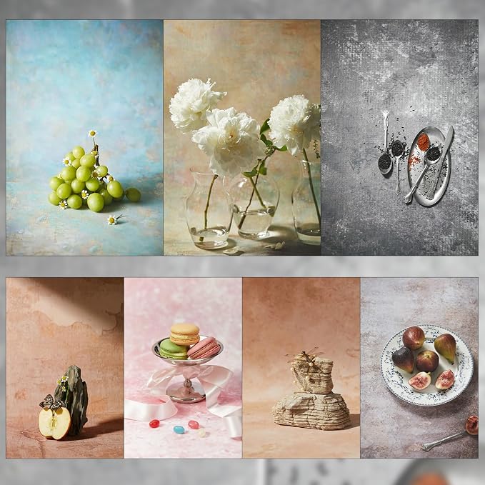 7PCS Photography Backdrops, Medium 39x27in | Non-Wrinkle, Retro Cloth, Flat Lay Props Background Table Top, for Jewelry, Cosmetics, Food - Image 5