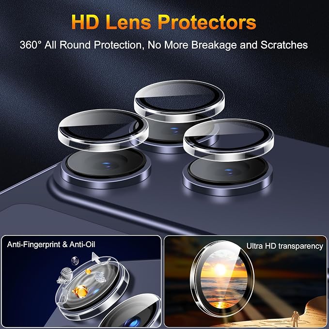 QsmQam 3 Pack Screen Protector for iPhone 17 Pro 6.3 Inch + 1 Pack Individual Camera Lens Protector, Ultra HD Tempered Glass, Military Grade Shatterproof, Case Friendly [with Installation Frame] - Image 7