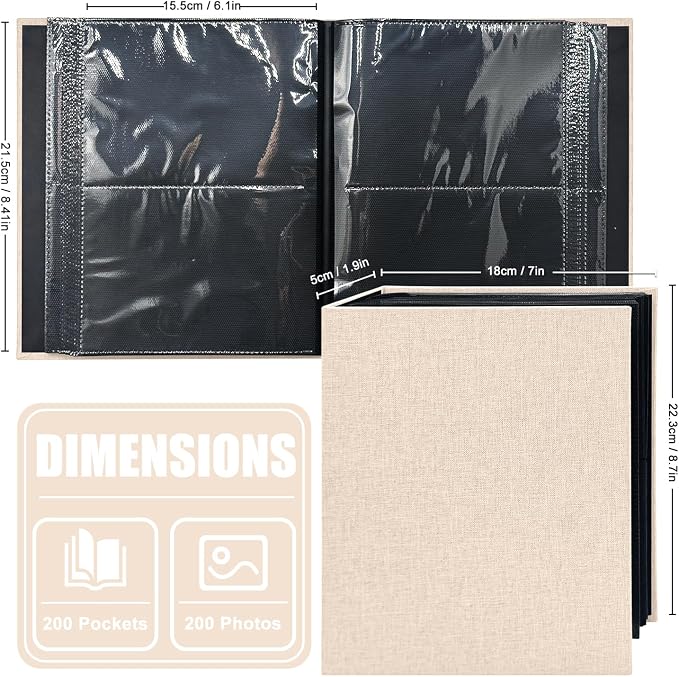 Photo Album 4x6 200 Pockets for Wedding Gifts,Linen Hardcover Picture Albums for Family Anniversary Baby Vacation Pictures - Image 2