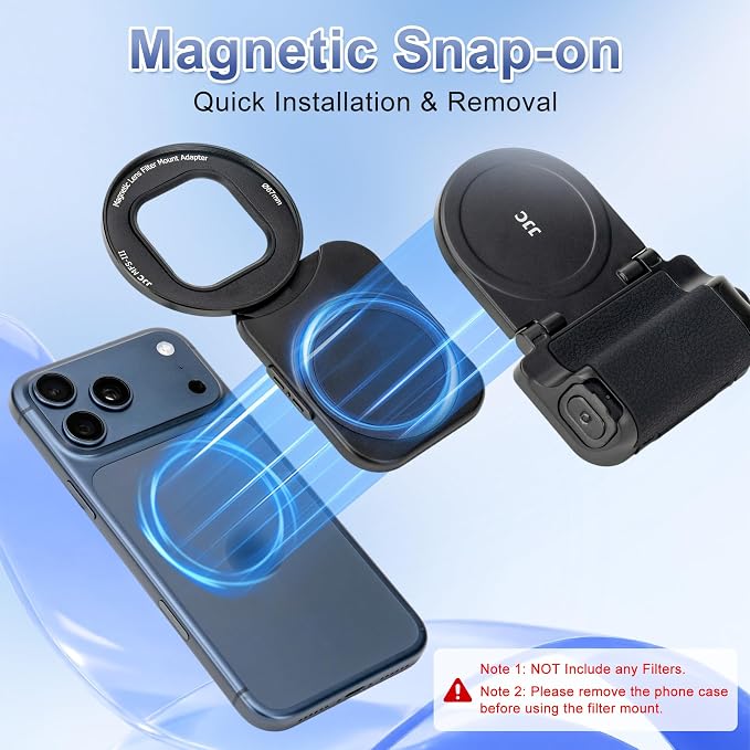 Upgraded 67mm Phone Lens Filter Mount + Phone Camera Grip Set for iPhone 17 16 15 14 Pro Pro Max Plus Air,Magnetic Filter Adapter w Cold Shoe & 1/4" Hole Pull-Out to Fit Pro Max Plus (No Filters - Image 2