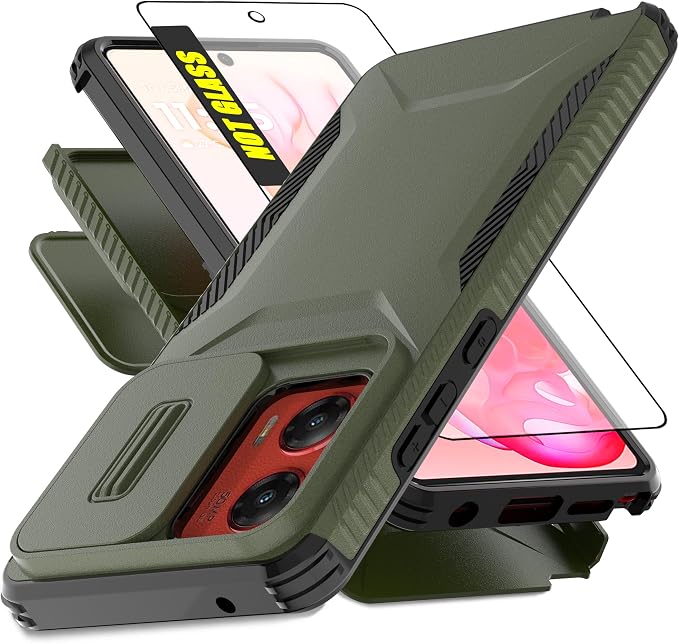 for Motorola G Stylus 5G 2024 Case with 1 HD Screen Protector & Slide Camera Cover[Military-Grade]Phone Case Heavy Duty Rugged Shockproof Protective Cover for Moto G Stylus 5G 2024(Pine Green) by AWZHYDT