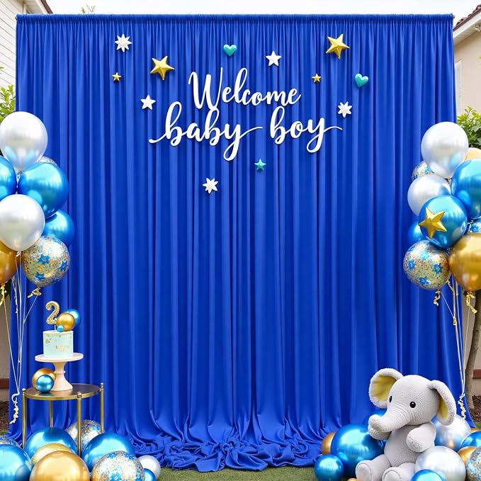 20ft x 10ft Royal Blue Backdrop Curtains for Parties, 4 Panels 5x10ft Wrinkle Free Silky Polyester Photo Backdrop Drapes Background for Birthday Graduation Photography Party Decorations - Image 9