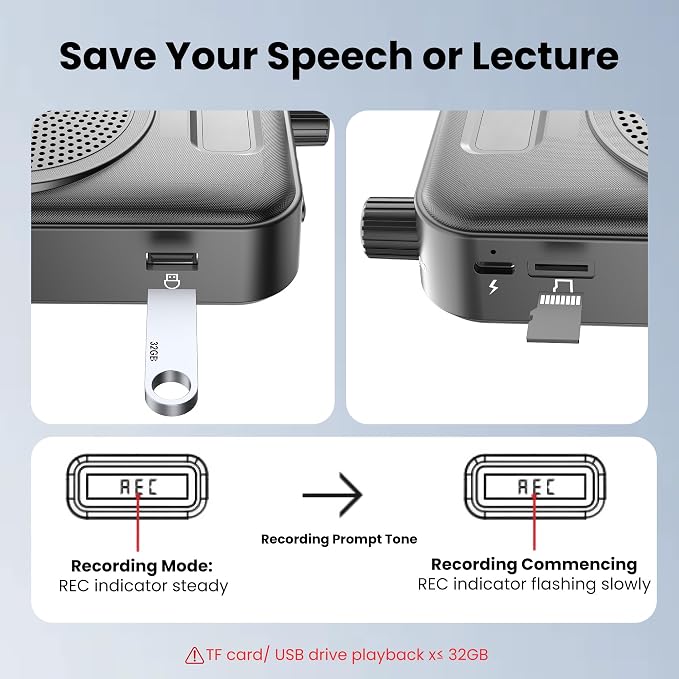 Wireless Voice Amplifier for Teachers, Bluetooth Lavalier Mic | Portable mini speaker & rechargeable voice amplifier for classroom teachers, meetings, yoga, speeches & tour guides - Image 8