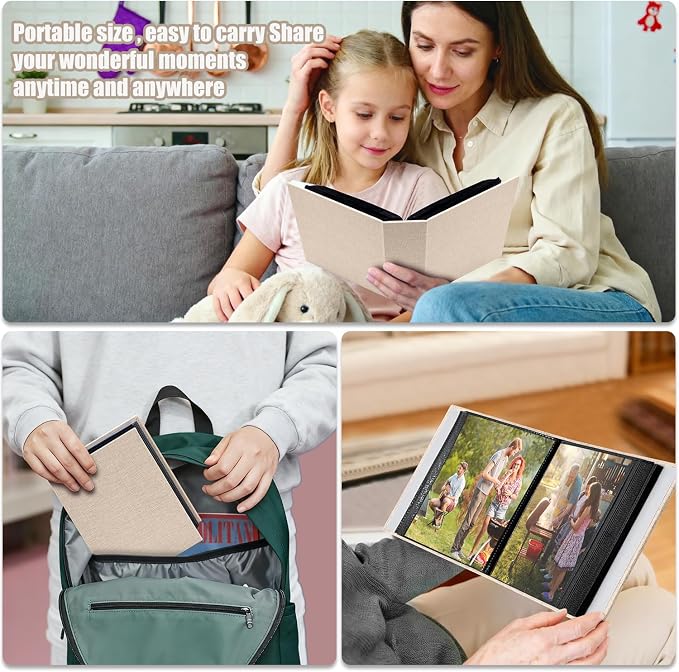 Photo Album 4x6 100 Pockets for Wedding Gifts,Linen Hardcover Picture Albums for Family Anniversary Baby Vacation Pictures - Image 7