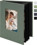 Small 4x6 Photo Album 24 Pockets Linen Cover Gray Green | Linen Cover, Front Window, Portable Mini Picture Book, Travel Wedding Memories by Remowith