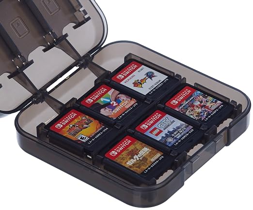 Amazon Basics Portable Game Storage Case for 24 Nintendo Switch Games, Compact Game Card Holder with Organized Slots, 3.4 x 3.4 x 1 Inches, Black by AmazonBasics