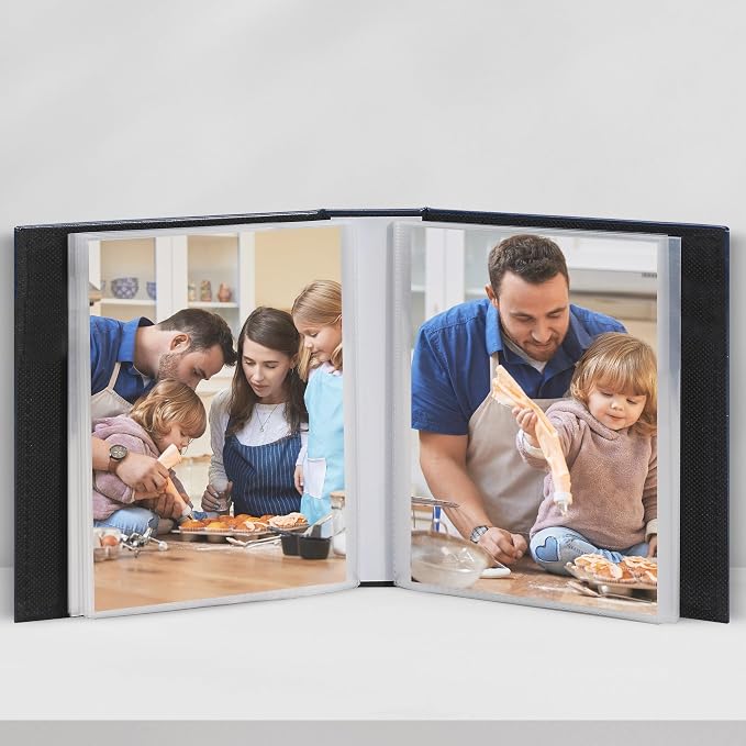 Vienrose 4x6 Photo Album 2 Pack Holds 100 Photos Each Vegan Leather | Vertical pockets, Dark Blue, Portable, Memory album, Family Wedding Baby Travel - Image 3