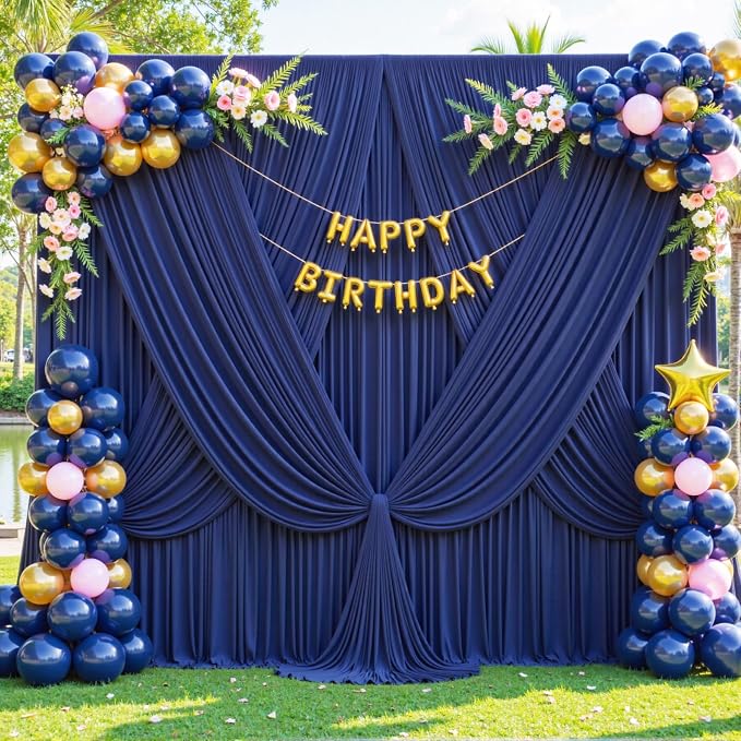 Navy Blue Backdrop Curtain for Parties Wrinkle Free Photo Curtains Backdrop Drapes Fabric Decoration for Wedding Birthday Party Baby Shower 5ft x 7ft,2 Panels - Image 8