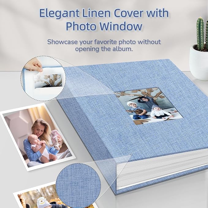 popotop Photo Album 4x6-100 Photos Photo Books with 100 Vertical Pockets,Linen Cover Albums for Family Wedding Anniversary Baby Vacation Pictures - Image 2