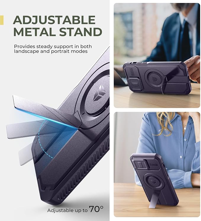 Dexnor for iPhone 13 Pro Max/12 Pro Max Case with Slide Camera Cover & Adjustable Kickstand, Compatible with MagSafe, Rugged Shockproof Bumper Cases Magnetic Protective Cover,6.7 inch,Phantom Purple - Image 5