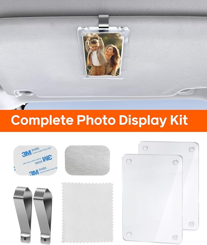 2Pcs Car Picture Holder for Visor Magnetic Picture Frame for 3 Inch Photos, Car Sun Visor Photo Holder with Strong Acrylic Magnet, Personalized Car Accessories with Clips for Easy Display. Gift For Valentine‘s Day - Image 7