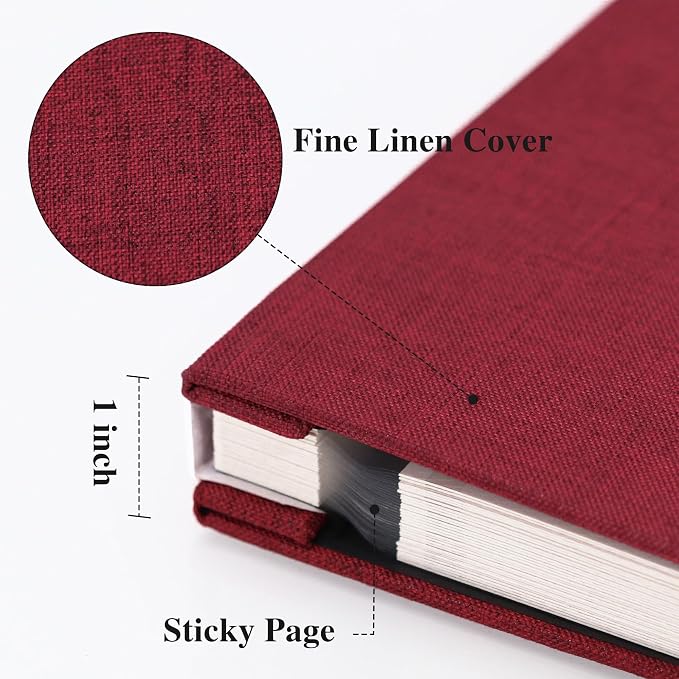 Vienrose Large Photo Album Self Adhesive for 4x6 8x10 10x12 Pictures Linen Scrapbook Album DIY 40 Blank Pages with A Metallic Pen | Linen Cover, Scrapbook, Fits 4X6 8X10 10X12 Pictures, Metallic Pen, Diy - Image 3