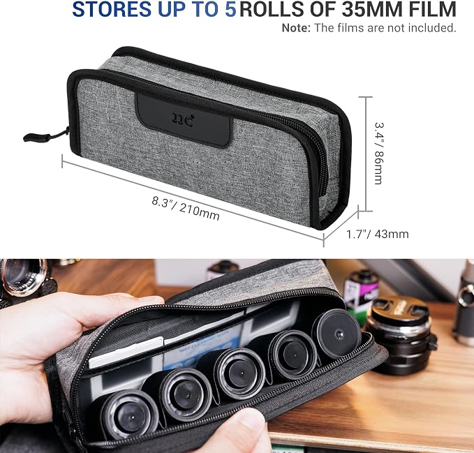 Portable 35mm Film Canister Pouch, Compact Film Carrying Case Storage Bag | Holder Organizer for 5 Rolls of 35mm 135 film, Compact Film Cassette Holder Container Storage Box with Belt Loop and Strap - Image 2