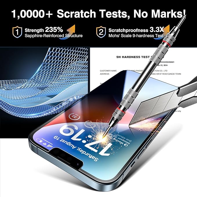 EZ-GLAZ-4+2 Pack for iPhone 14 Plus Privacy Screen Protector (6.7") | 2-Pack Lens Protectors, Alignment Kit, Easy Installation, 9H+ Tempered Glass, Scratch Resistant, 28° Privacy Protection - Image 5