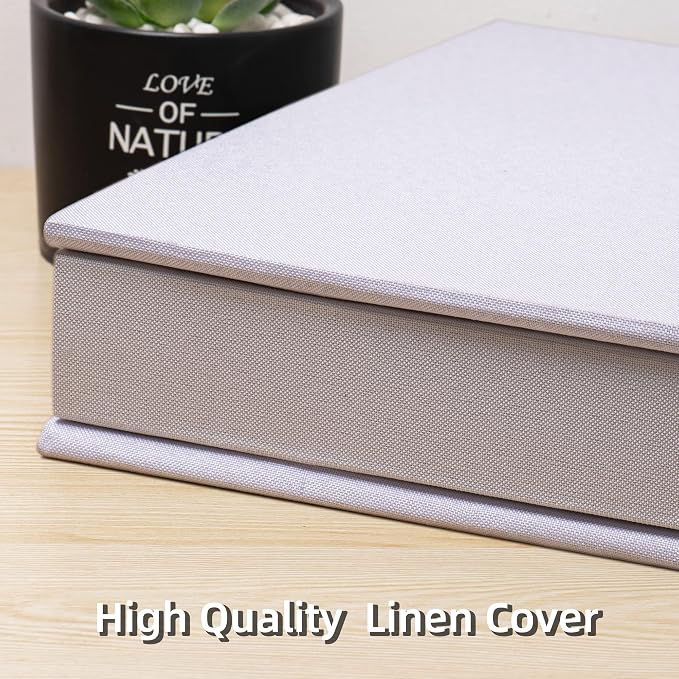 Large Photo Album Self Adhesive 4x6 8x10 10x12 Scrapbook Magnetic Album DIY Scrapbook Length 13 x Width 12.8 (Inches) 120 Sticky Pages Linen Cover DIY Photo Album(White) - Image 5