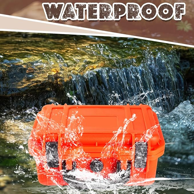 Relaxweex 1 Pcs Waterproof Hard Case with DIY Customizable Foam Insert Portable Protective Case with Knife for Camera Drones Equipments Tools Test Instruments(Reddish Orange,11.3 x 8.7 x 4.2 Inch) - Image 5