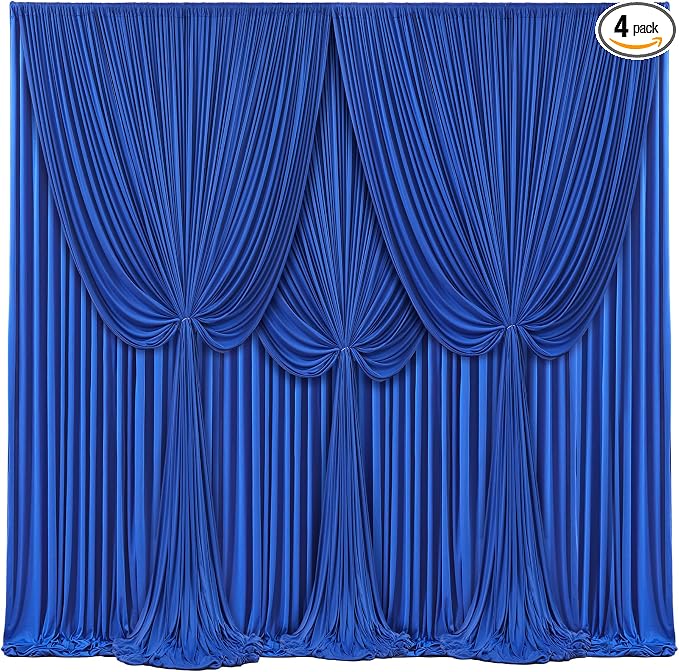 4 Panels Royal Blue Backdrop Curtains for Wedding Party Wrinkle Free Backdrops Curtain Drapes Fabric Decorations Photo Back Drop Cloth for Baby Shower Photography Stage Reception 20ft(W) x 12ft(H) by Tao-GePartyDecorations