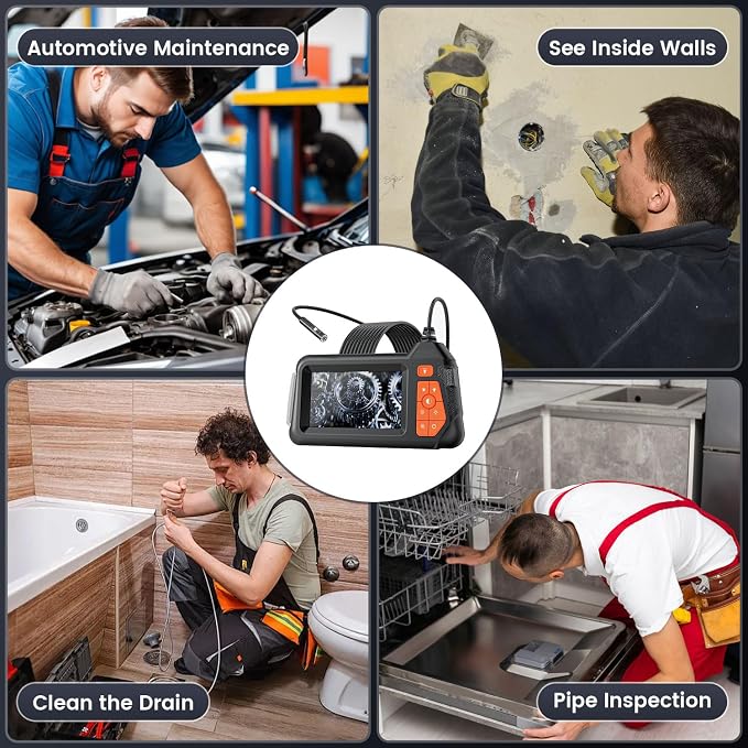 Endoscope Camera with Light: 4.3" 1080P HD Dual-Lens Inspection Borescope Camera for Sewer - 16.4ft Waterproof Industrial Endoscope - Flexible Snake Bore Scope for Plumbing Automotive - Image 7