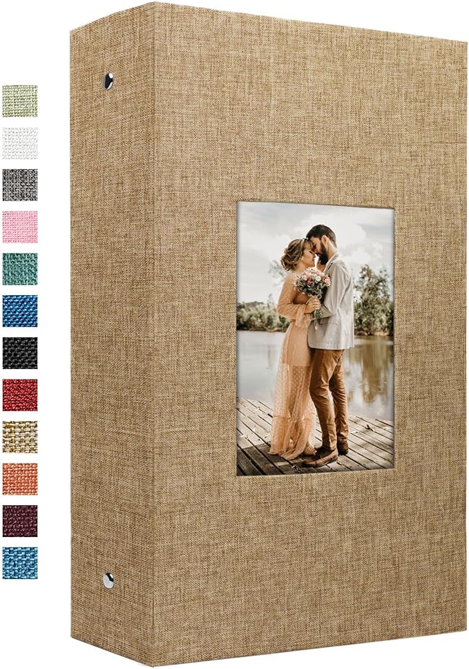 Vienrose 4x6 Photo Album,420 Pockets,Linen Cover with Window,Khaki | Linen Hardcover, Slip In Photo Book, Family Memory Album, Travel Keepsake by Vienrose