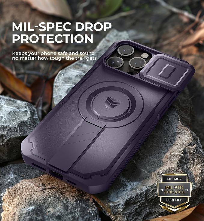 Dexnor for iPhone 15 Pro Max Case with Slide Camera Cover & Adjustable Kickstand, Compatible with MagSafe, Rugged Shockproof Bumper Cases Heavy-Duty Magnetic Protective Cover,6.7 inch,Phantom Purple - Image 6