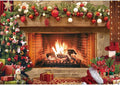 12x8ft Polyester Fabric Christmas Fireplace Backdrop Vintage Xmas Tree Sock Background Photography for Kids Portrait Party Decorations Photo Studio Booth Props Decor Supplies by Msocio