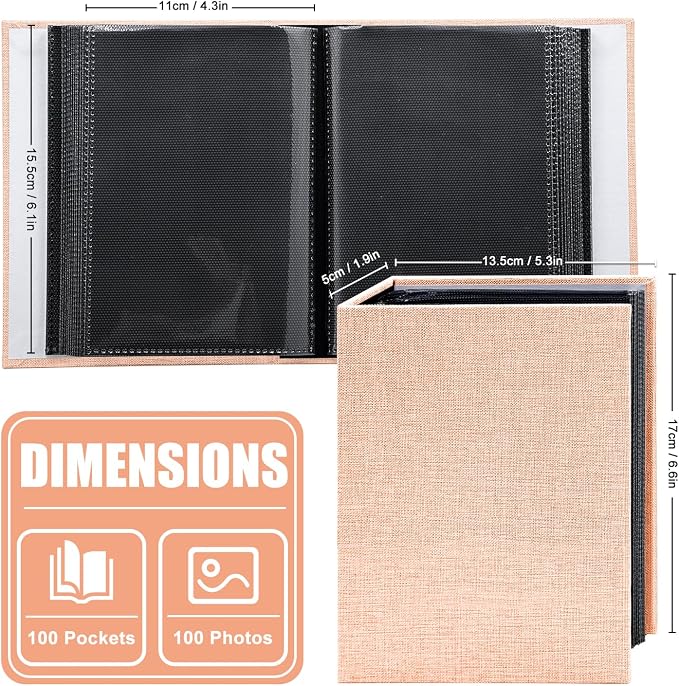 Photo Album 4x6 100 Pockets for Wedding Gifts,Linen Hardcover Picture Albums for Family Anniversary Baby Vacation Pictures - Image 3