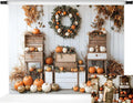 Kate Fall Backdrops White Background Autumn Party Decorations Pumpkins Thanksgiving Festival Photo Backdrop, 7x5ft by KateBackdropforPhotography