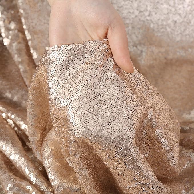 Poise3EHome 6FT x 8FT Sequin Photography Backdrop Curtain for Party Decoration, Champagne - Image 3