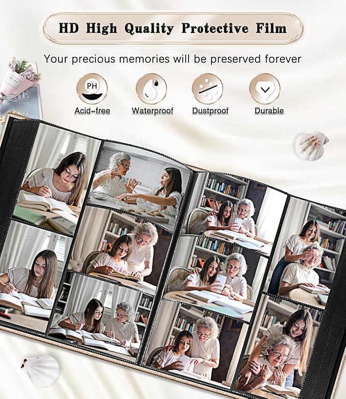 Ejblfe Photo Album 4x6,Linen Cover Slide-in Photo Album Book Can Holds 1000 4x6 Photos with 100 Black Sheets for Family,Wedding,Baby and Holiday Pictures (Beige) - Image 4